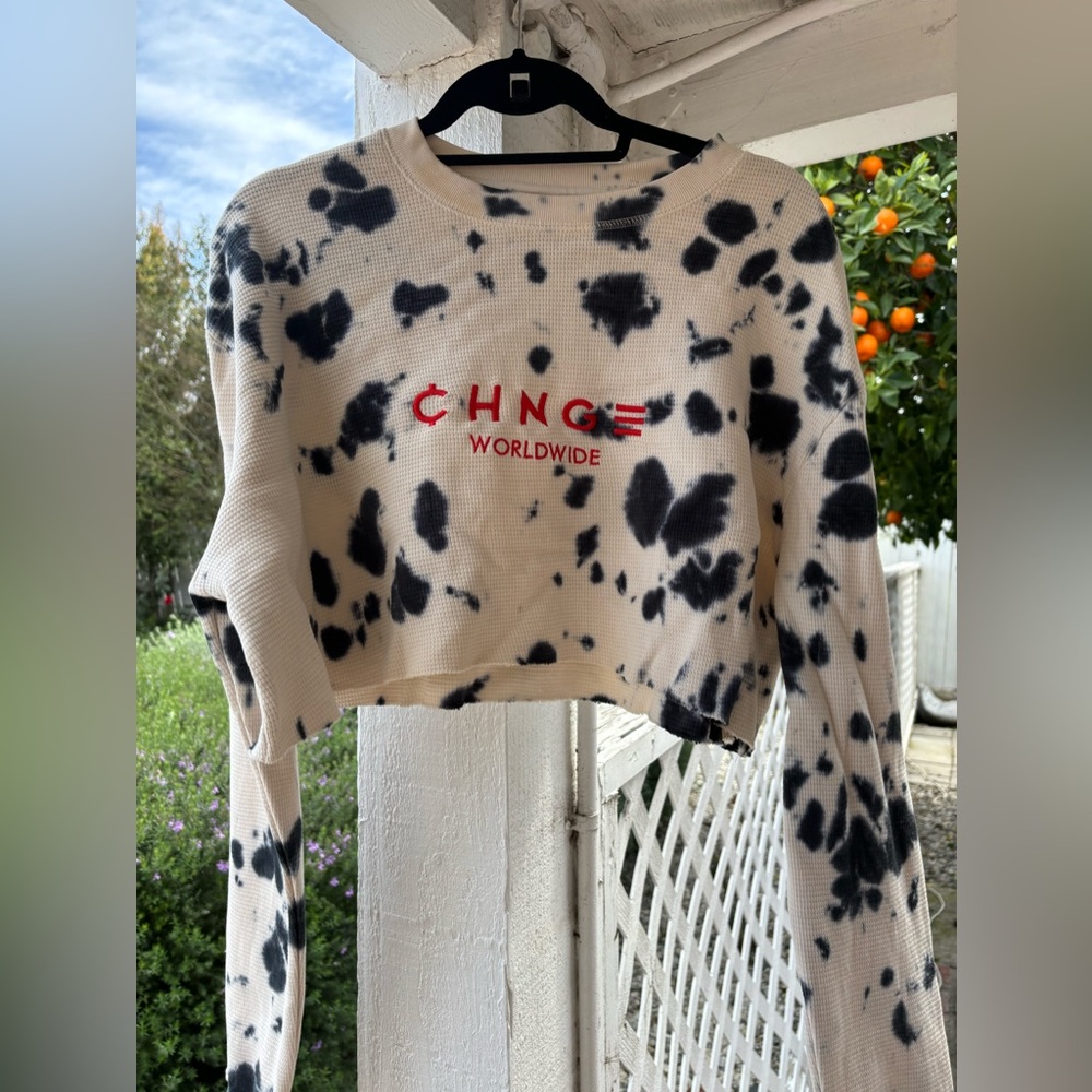 CHNGE Change worldwide light tie-dyed crop top, long sleeve organic cotton new